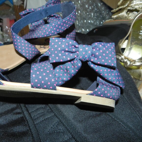 Disney Minnie Mouse Bow Fabric Blue /Pink Polka Dot Print Sandals🆕📦🏃🏻💨⚡🚚 - Picture 11 of 16